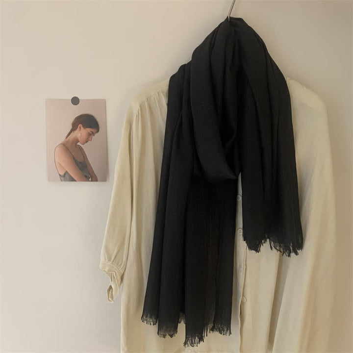 Summer Voile Solid Color Cotton Linen Thin Scarf - image 10