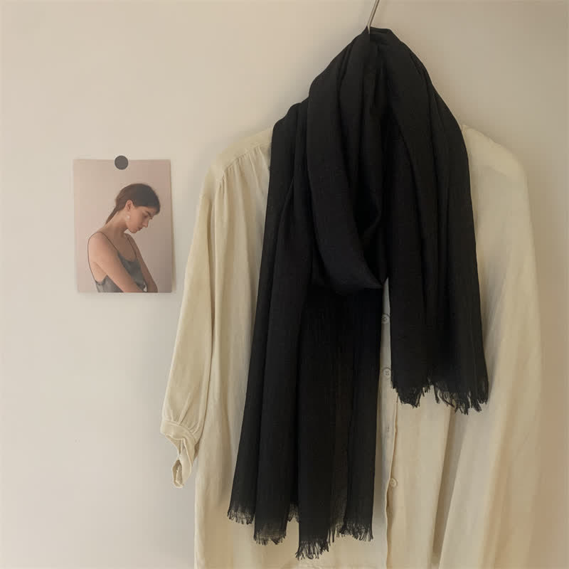 Summer Voile Solid Color Cotton Linen Thin Scarf - image 10