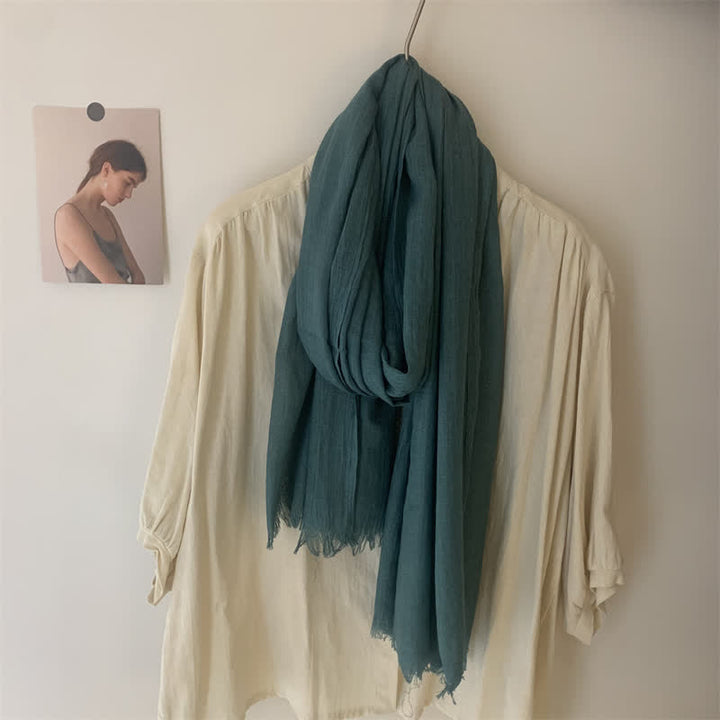 Summer Voile Solid Color Cotton Linen Thin Scarf - image 24