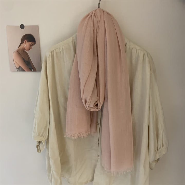 Summer Voile Solid Color Cotton Linen Thin Scarf - #13 Pale Pink - image 19