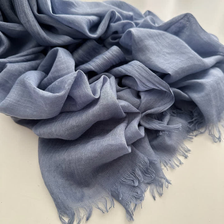 Summer Voile Solid Color Cotton Linen Thin Scarf - #25 LightSteelBlue - image 34