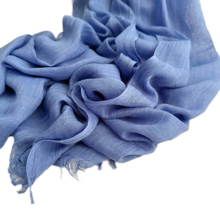 Summer Voile Solid Color Cotton Linen Thin Scarf - #31 CornflowerBlue - image 45