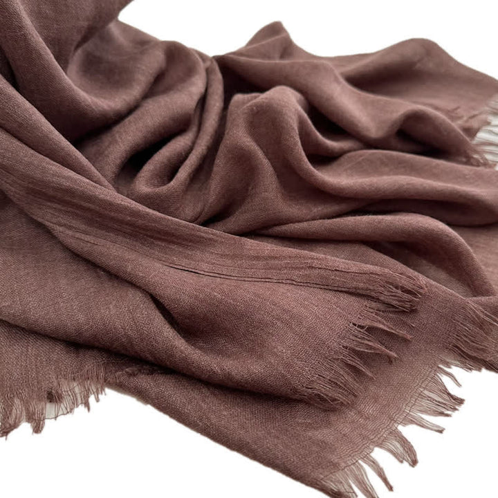Summer Voile Solid Color Cotton Linen Thin Scarf - #33 Coffee - image 47