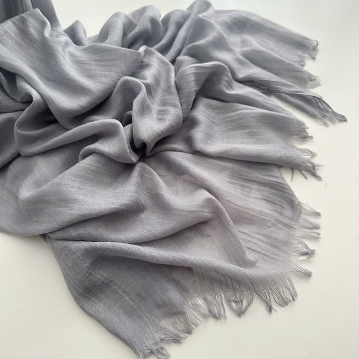 Summer Voile Solid Color Cotton Linen Thin Scarf - #3 Light Gray - image 8