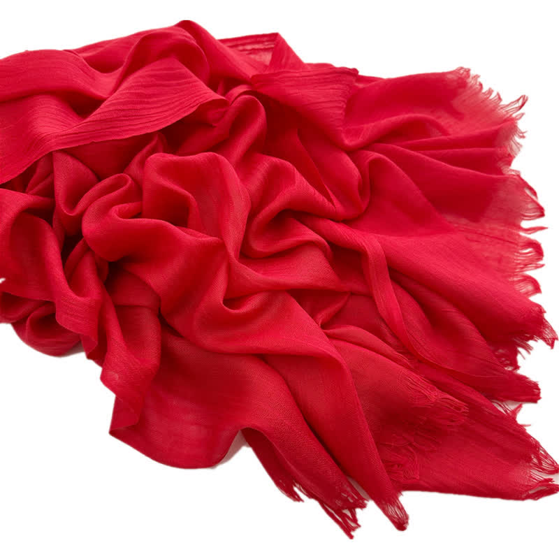 Summer Voile Solid Color Cotton Linen Thin Scarf - #35 Red - image 49