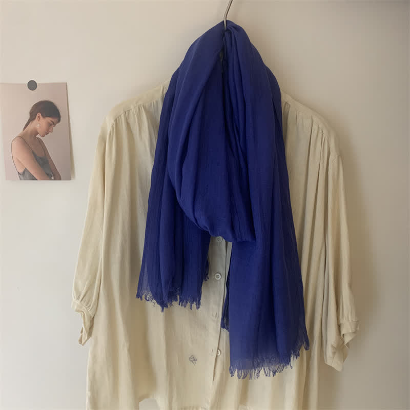 Summer Voile Solid Color Cotton Linen Thin Scarf - image 21