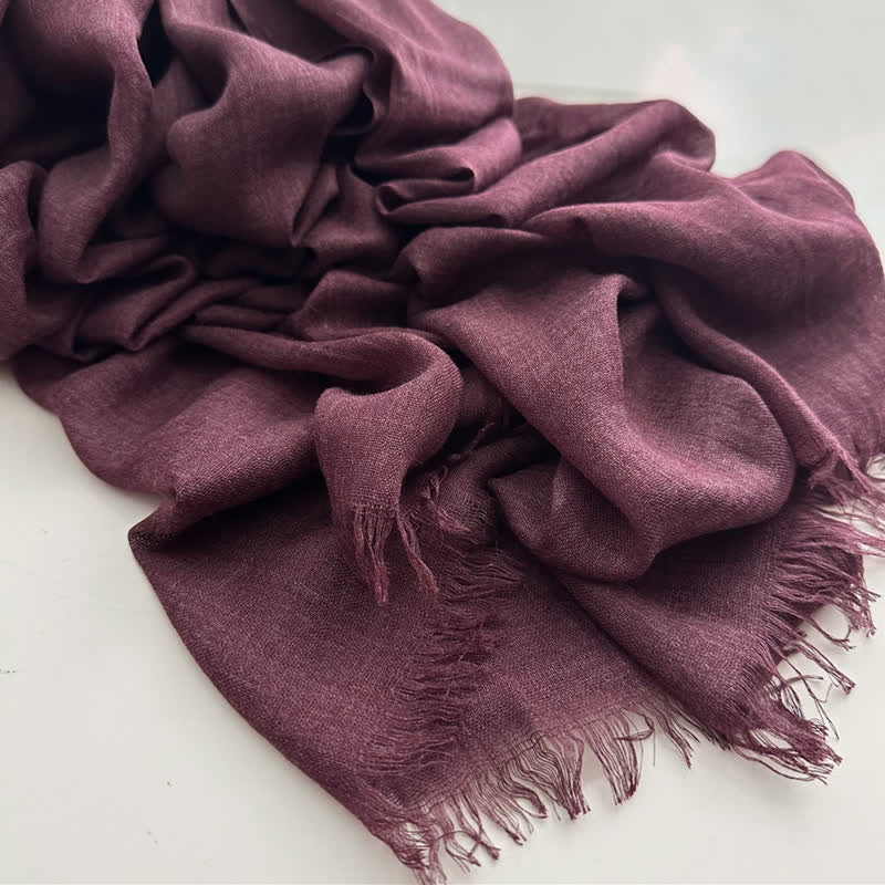 Summer Voile Solid Color Cotton Linen Thin Scarf - #21 Dark Purple - image 29