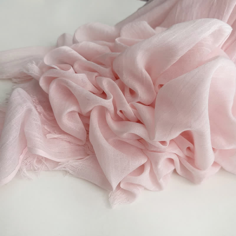 Summer Voile Solid Color Cotton Linen Thin Scarf - #12 Light Pink - image 18