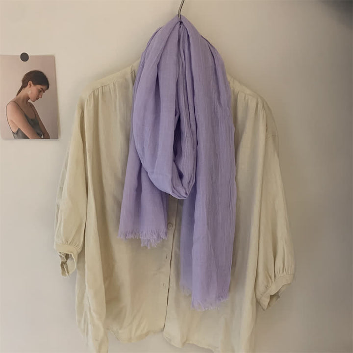 Summer Voile Solid Color Cotton Linen Thin Scarf - image 31