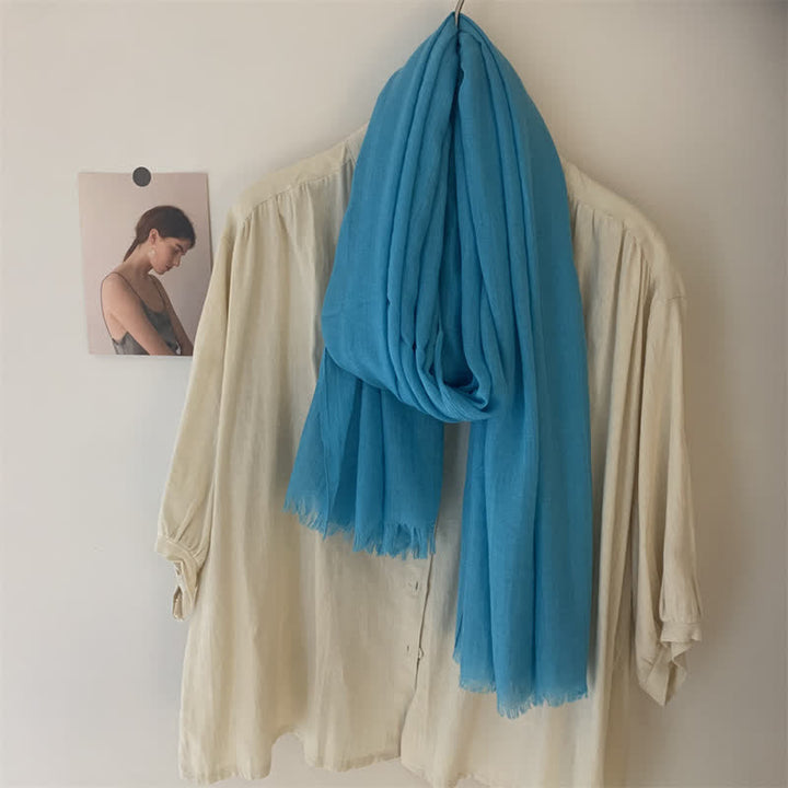 Summer Voile Solid Color Cotton Linen Thin Scarf - image 42