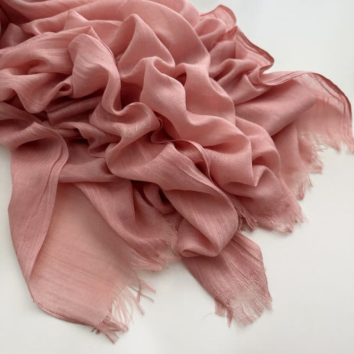Summer Voile Solid Color Cotton Linen Thin Scarf - #19 LightCoral - image 27