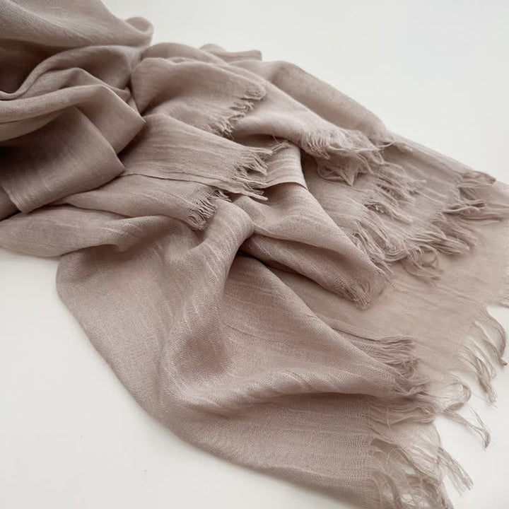 Summer Voile Solid Color Cotton Linen Thin Scarf - #7 Dark Khaki - image 13
