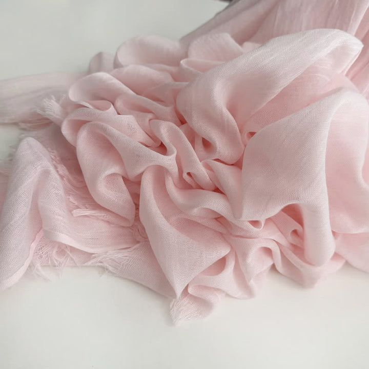 Summer Voile Solid Color Cotton Linen Thin Scarf - #12 Light Pink - image 18