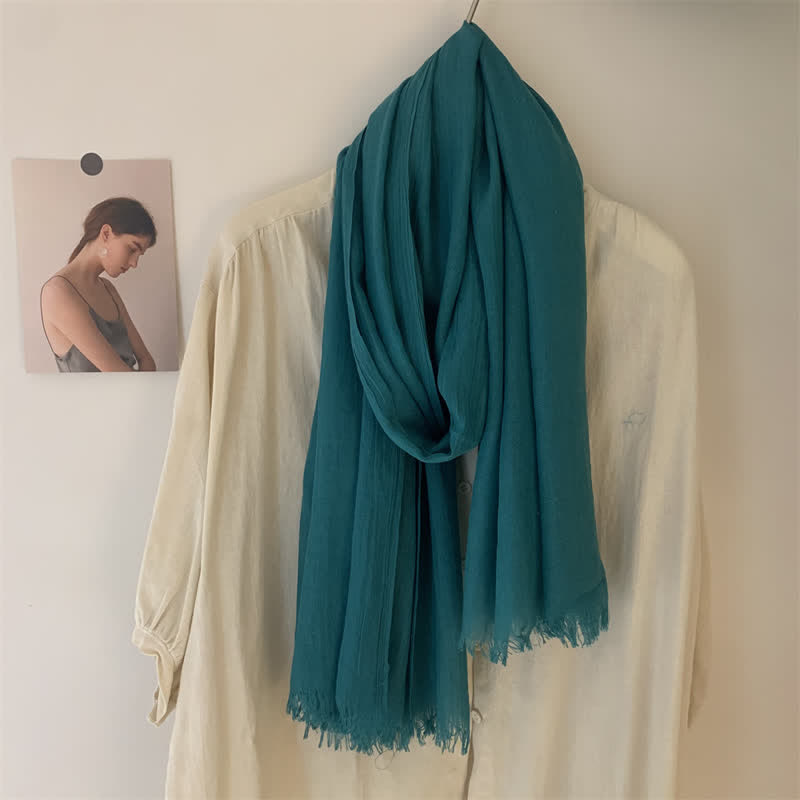 Summer Voile Solid Color Cotton Linen Thin Scarf - image 44