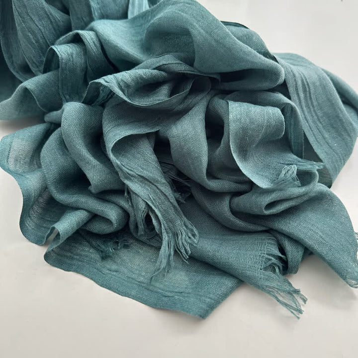 Summer Voile Solid Color Cotton Linen Thin Scarf - #15 CadetBlue - image 22