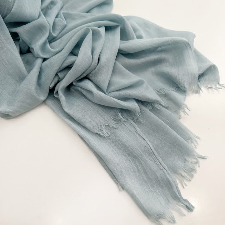 Summer Voile Solid Color Cotton Linen Thin Scarf - #34 PaleTurquoise - image 48