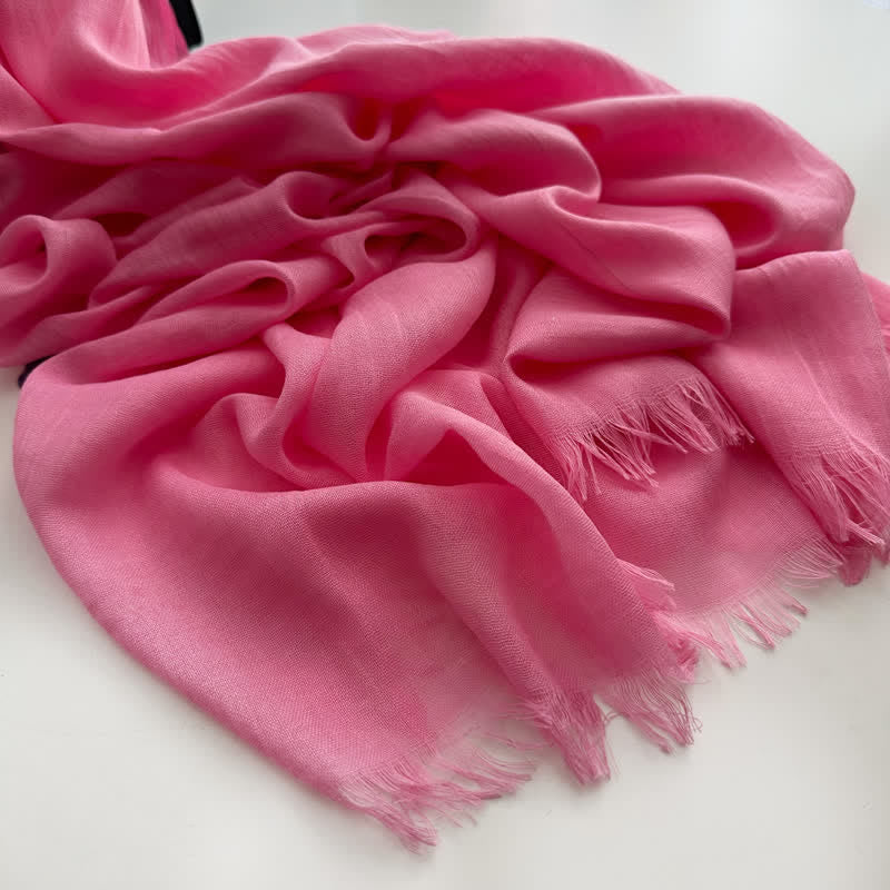 Summer Voile Solid Color Cotton Linen Thin Scarf - #18 Pink - image 26