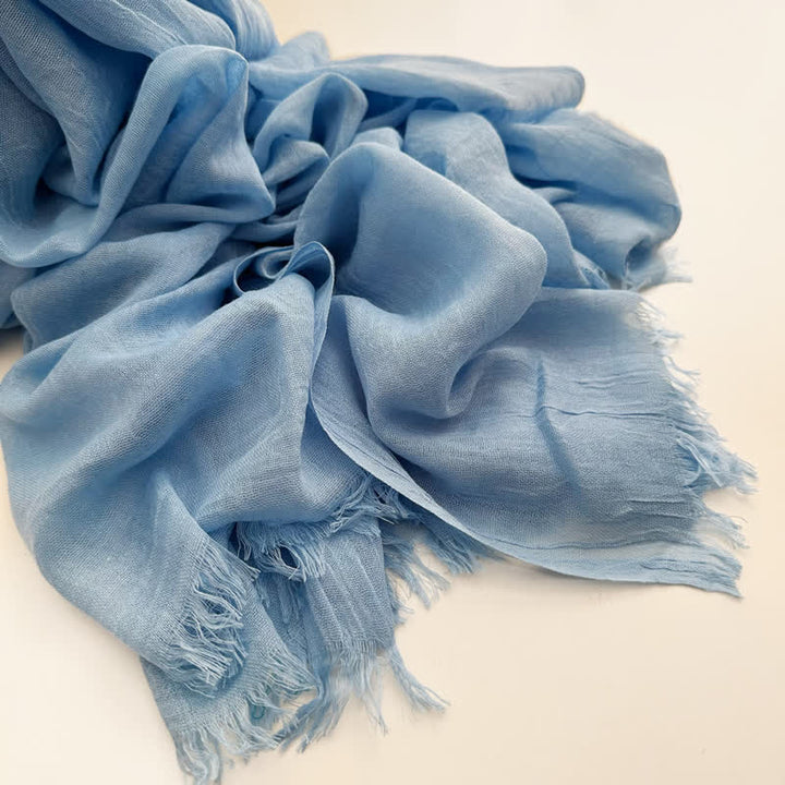 Summer Voile Solid Color Cotton Linen Thin Scarf - #32 LightSkyBlue - image 46