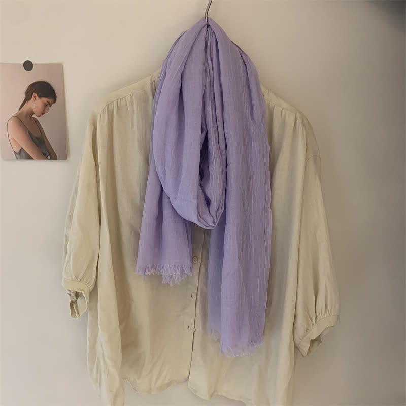Summer Voile Solid Color Cotton Linen Thin Scarf - image 31