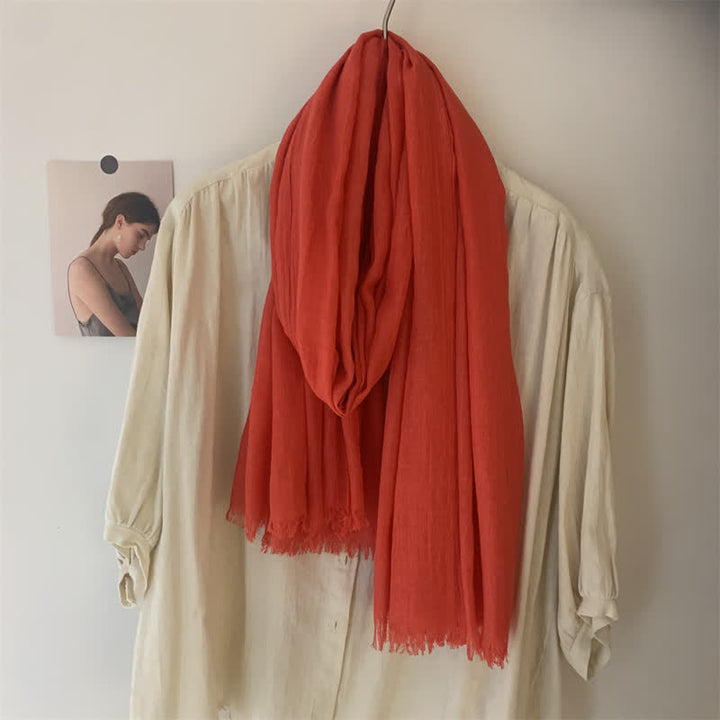 Summer Voile Solid Color Cotton Linen Thin Scarf - image 39