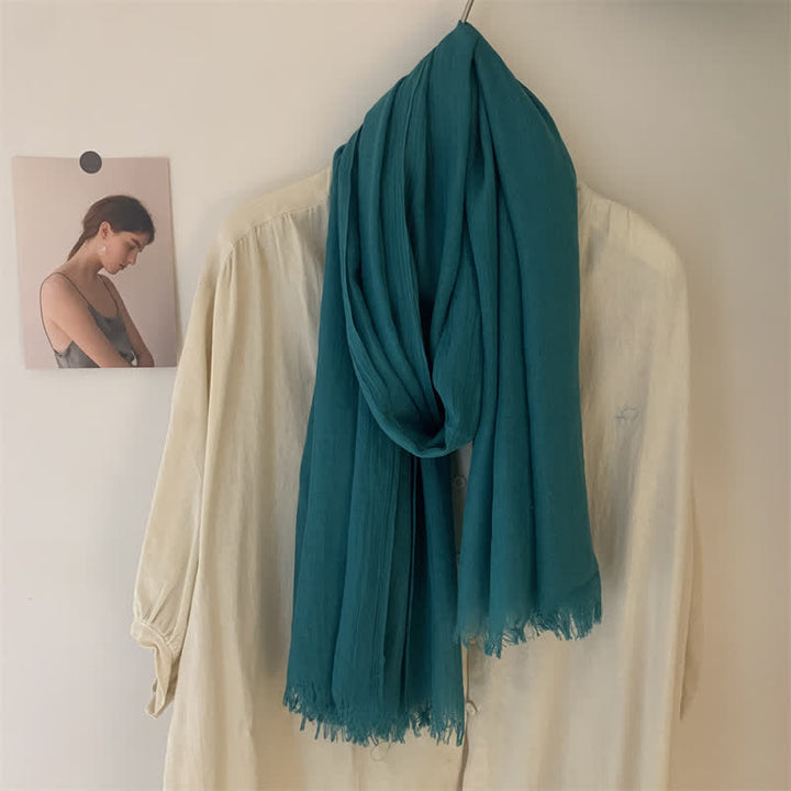 Summer Voile Solid Color Cotton Linen Thin Scarf - image 44