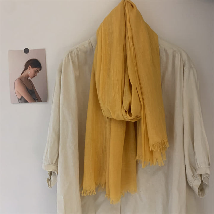Summer Voile Solid Color Cotton Linen Thin Scarf - image 37