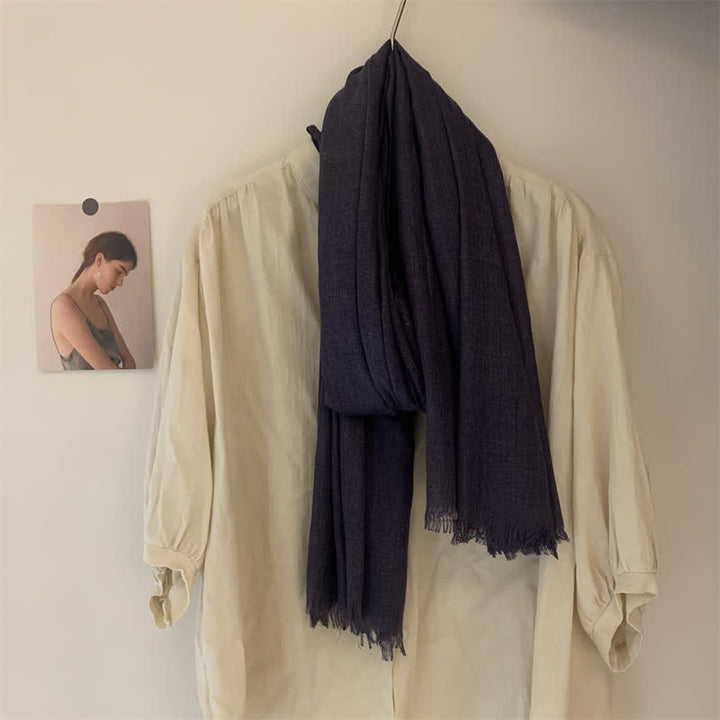 Summer Voile Solid Color Cotton Linen Thin Scarf - image 52