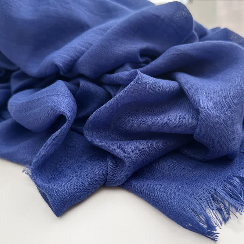 Summer Voile Solid Color Cotton Linen Thin Scarf - #14 Royal - image 20