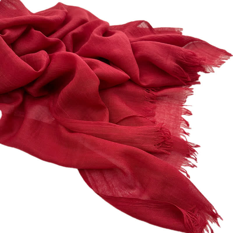 Summer Voile Solid Color Cotton Linen Thin Scarf - #36 Burgundy - image 50