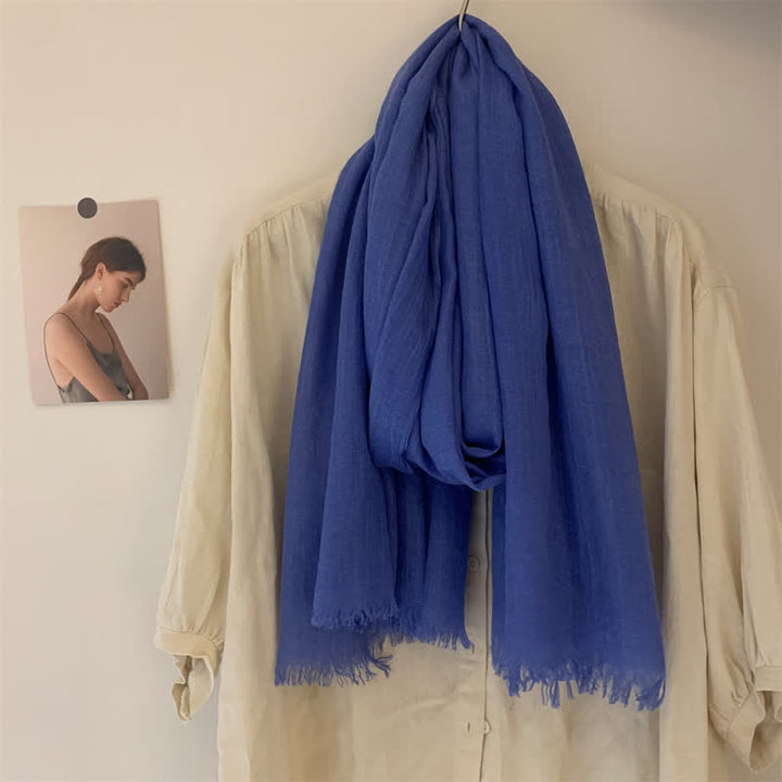Summer Voile Solid Color Cotton Linen Thin Scarf - image 35