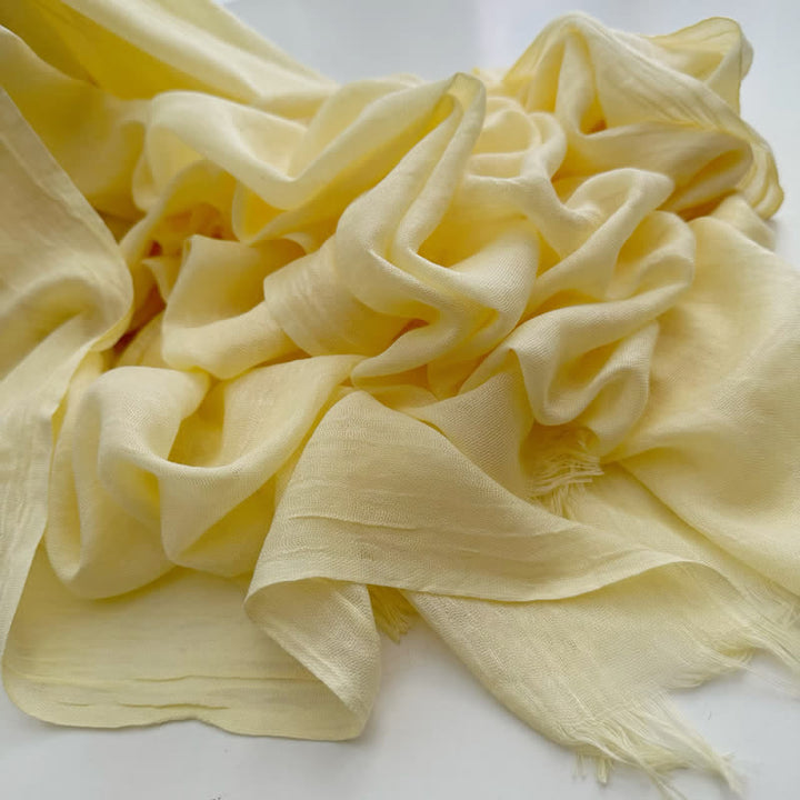 Summer Voile Solid Color Cotton Linen Thin Scarf - #28 Light Yellow - image 40