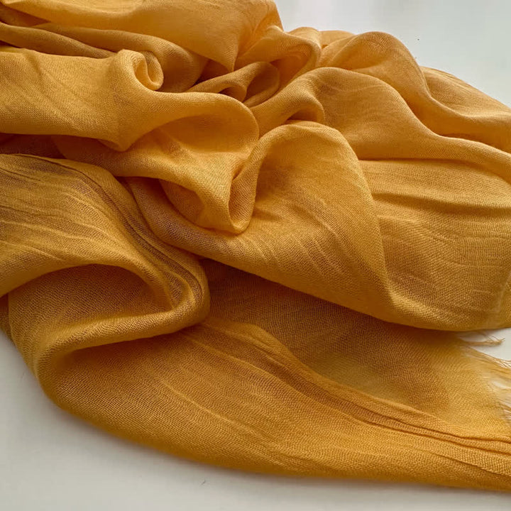 Summer Voile Solid Color Cotton Linen Thin Scarf - #26 Yellow - image 36