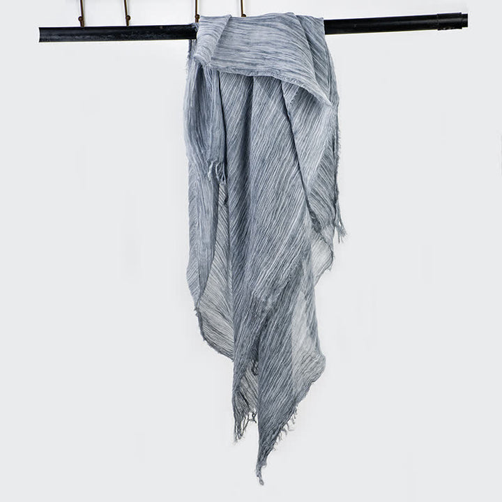 Wrinkle Design Lightweight Cotton Linen Thin Scarf - Gray - image 4