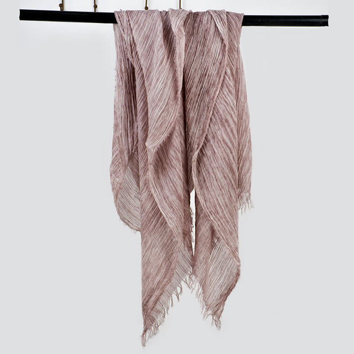 Wrinkle Design Lightweight Cotton Linen Thin Scarf - Dusty Pink - image 9