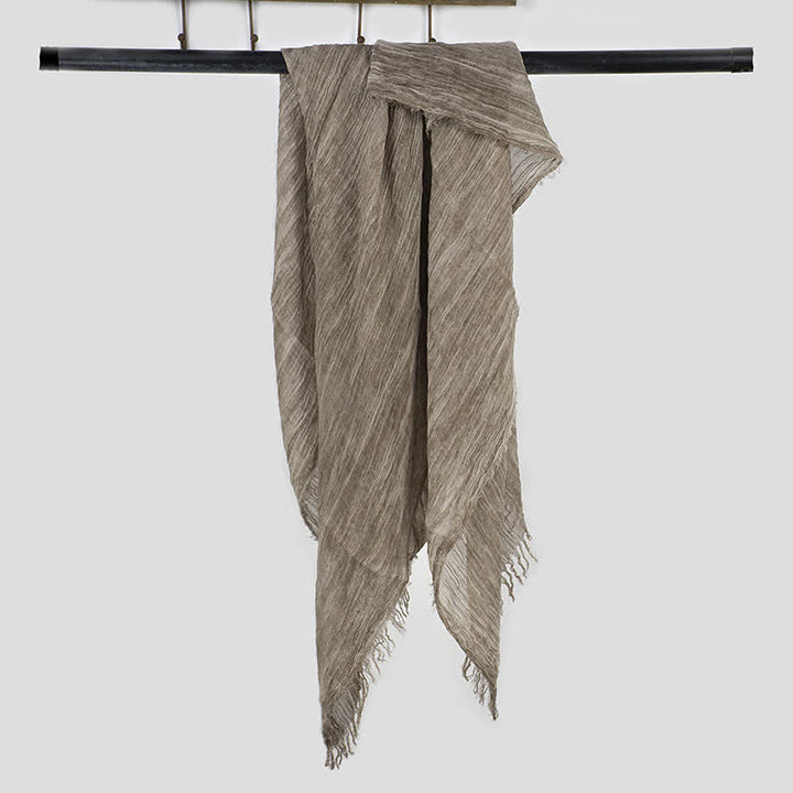 Wrinkle Design Lightweight Cotton Linen Thin Scarf - Dark Khaki - image 2