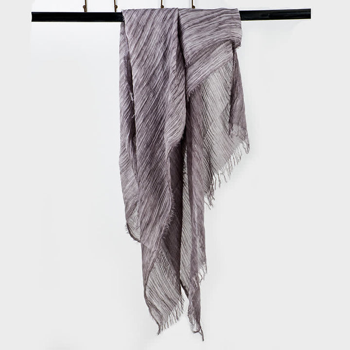 Wrinkle Design Lightweight Cotton Linen Thin Scarf - Dark Purple - image 8