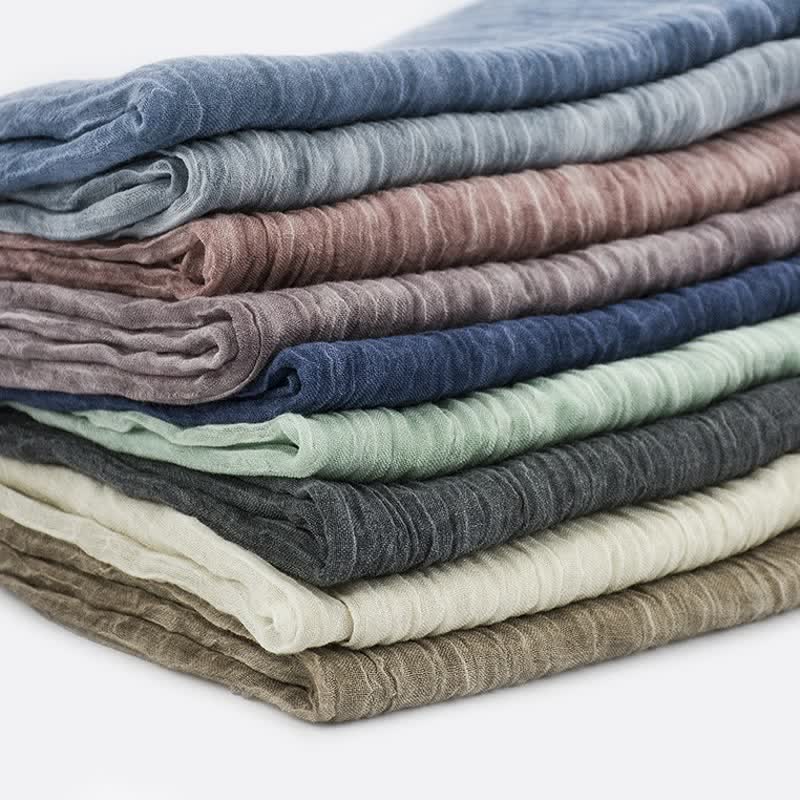 Wrinkle Design Lightweight Cotton Linen Thin Scarf - image 0