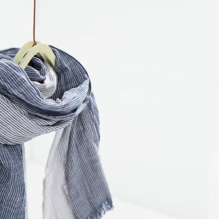 Striped Double Tone Wrinkled Cotton Thin Scarf - image 2