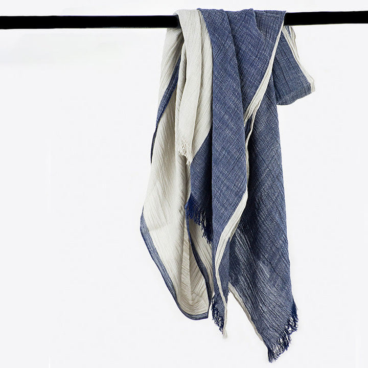 Two-Tone Color Matching Lightweight Retro Thin Scarf - image 0