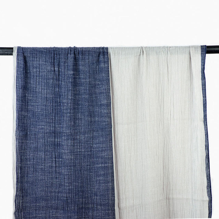 Two-Tone Color Matching Lightweight Retro Thin Scarf - Navy - image 1