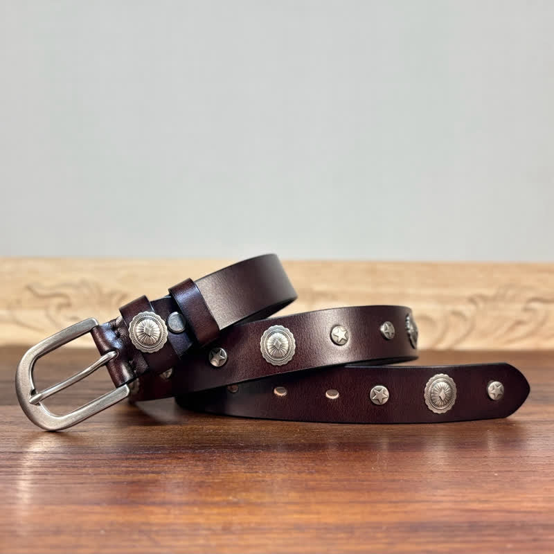 Punk Rock Heavy Metal Rvet Studded Leather Belt - image 5