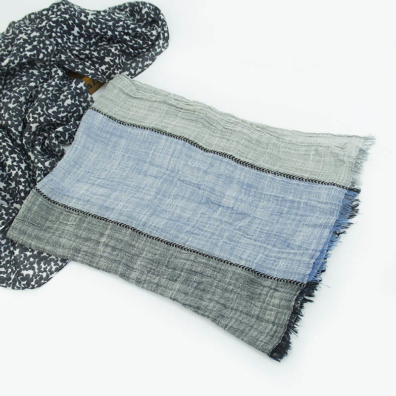 Three-Tone Color Matching Wrinkles Summer Thin Scarf - Style #8 - image 10