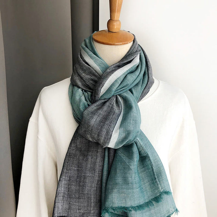 Three-Tone Color Matching Wrinkles Summer Thin Scarf - image 28