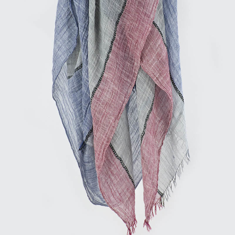 Three-Tone Color Matching Wrinkles Summer Thin Scarf - Style #5 - image 7