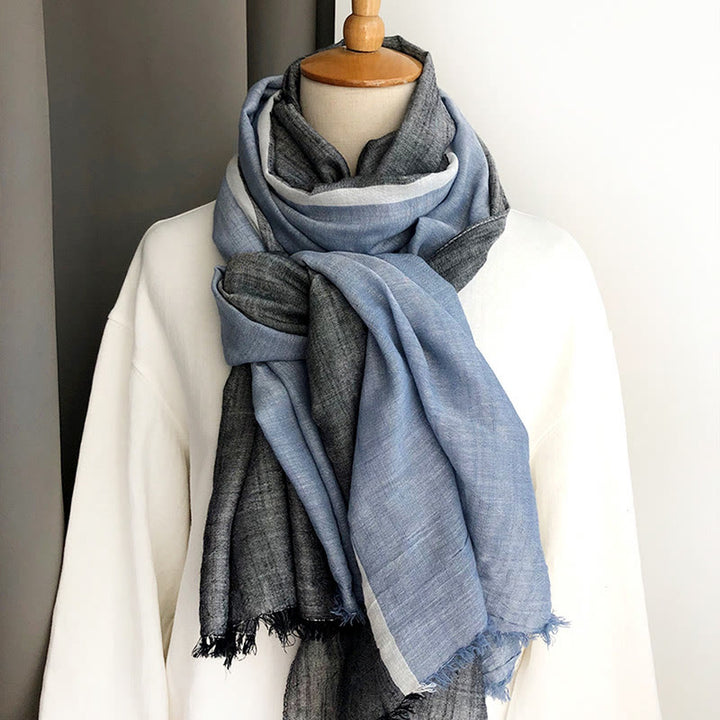 Three-Tone Color Matching Wrinkles Summer Thin Scarf - image 23