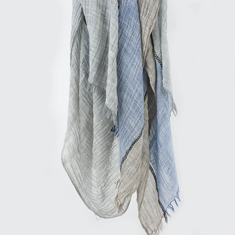 Three-Tone Color Matching Wrinkles Summer Thin Scarf - Style #3 - image 5