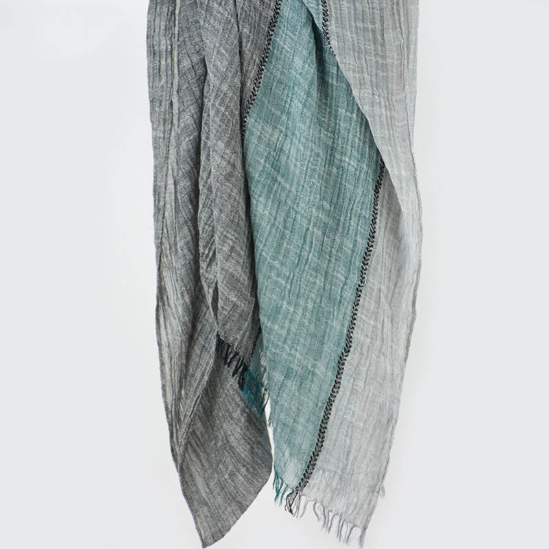 Three-Tone Color Matching Wrinkles Summer Thin Scarf - Style #2 - image 4