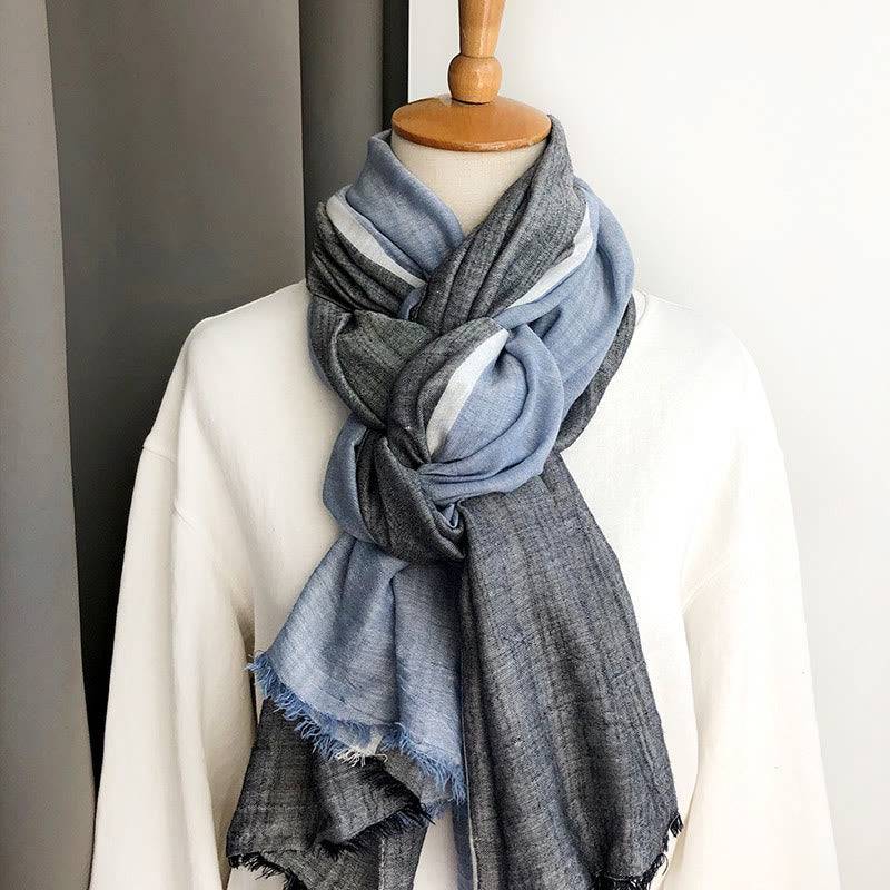Three-Tone Color Matching Wrinkles Summer Thin Scarf - image 22