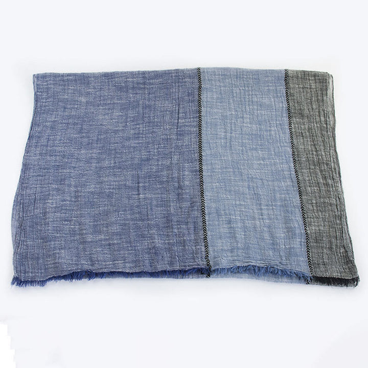Three-Tone Color Matching Wrinkles Summer Thin Scarf - image 3
