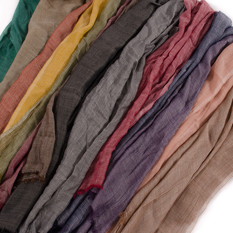 Solid Color Vintage Pleated Light Summer Thin Scarf - image 1